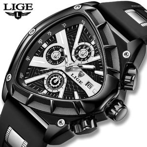 Relojes de pulsera Lige Military Triangle Relojes para hombres Top Impermeable Luminoso Fecha Reloj de cuarzo para hombres Cronógrafo Muñeca masculina
