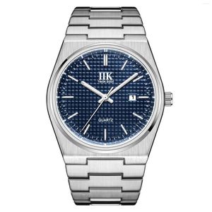 Montres-bracelets de luxe hommes montre à quartz noir argent bleu reloj homme d'affaires montre-bracelet mâle plein métal simple calendrier horloge Hombre Masculino