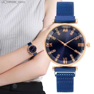 Montre-bracelets Luxury Roman Diamond Dames Brandhed Quartz Fashion Magnetic Clasp Arear inoxydable 2023 Femmes robes Horloge ES240409