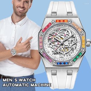 Relojes de pulsera Reloj para hombre Relojes mecánicos automáticos Ajuste de diamante Banda de silicona 3bar Impermeable Lujo Mujer