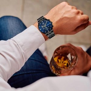 Relojes de pulsera Reloj para hombre Negocios Lujo Moda Caballeros Cuarzo Banda de acero inoxidable Impermeable Top Marca Hombre Reloj de pulsera Relogio