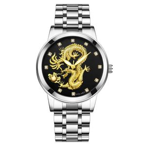 Relojes de pulsera Reloj para hombre Moda Golden Dragon Cuarzo Relojes para hombre Correa de acero inoxidable Reloj masculino Relogio masculino Gota al por mayor