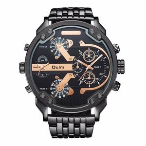 Montres-bracelets Montres pour hommes Top Marque OULM 3548 Luxe 5 5CM Big Face Montre en acier inoxydable de haute qualité Noir Relogio Masculino Mar239I