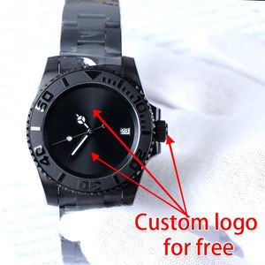 Muñecos de pulsera Minutetime DIY Custom NH35 Reloj Mechanical Watches for Men Luxury Black Dial Black Steel Movimiento automático 10Bar