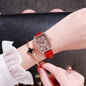 Relojes de pulsera Sra. DZG Relojes Caja de oro rosa con diamantes cuadrados Versión coreana de esfera digital grande Cara Douyin con un reloj de mujer Trend