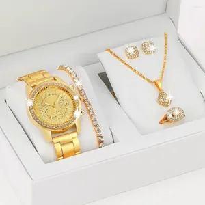 Montre-bracelets MSCXDK Brand 6PCS Set Femmes Watch Fashion Watch en acier inoxydable Ceinture Roman Dial Quartz Robe Clock Montre Femme