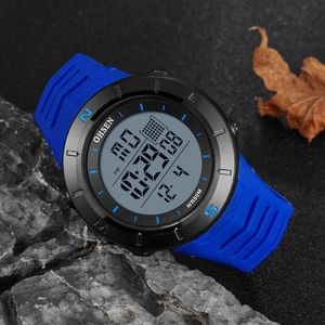 Montres-bracelets OHSEN numérique hommes montre étanche Sport armée bleu Silicone Led pour hommes Relogio Masculino montres électroniques