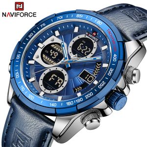 Montres-bracelets Original NAVIFORCE Casual Cuir Hommes Montres Sport 3ATM Étanche LCD Affichage Montre Cool Cadran Mâle 230905