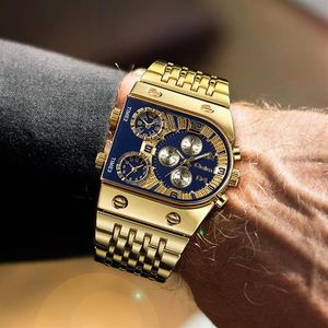 Relojes de pulsera Oulm Big Dial Watch Men Male Gold Wrist Square Golden Chronograph Relojes Relogio Masculino 2021220t