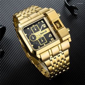 Montres-bracelets Oulm Hommes Montre Hommes Grand Cadran Militaire Sport Montres De Luxe Or En Acier Inoxydable Bande Quartz Relogio Masculino 3364