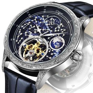 Relojes de pulsera Planet Tourbillon, reloj mecánico para hombre, relojes automáticos de acero inoxidable de lujo para hombre, reloj informal de negocios resistente al agua para hombre