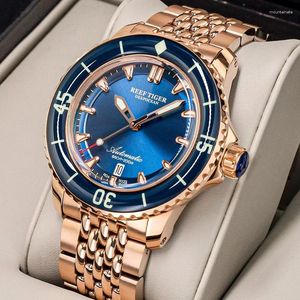 Montre-bracelets Reef Tiger for Men Watch Dive Date Luminous Automatic Business Wristwatch Mécanique Sapphire Crystal 200m Affiche Deep Deep