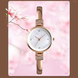 Montres-bracelets cadran rond femmes montre en alliage de zinc dame quartz grand visage minimaliste poignet