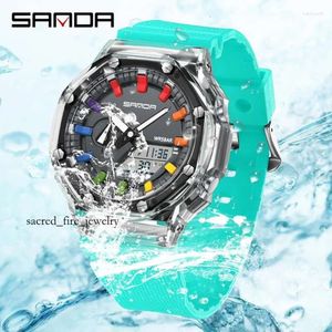 Montre-bracelets Sanda Outdoor Sport Men Digital Watch Countdown Quartz Affichage à LED de style étanché