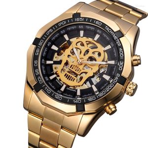 Relojes de pulsera Sdotter, reloj automático mecánico genial para hombre, esqueleto, Calavera, hombre, correa de acero de lujo, reloj Masculino, reloj Masculino Drop Sh