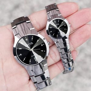 Montres-bracelets Vente Couple Montre LSVTR Hommes Femmes Tungstène Acier Dames Quartz Amant Cadeau À Mari et Femme Drop269R