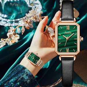 Montres-bracelets Simple luxe 2023 femmes montres mode décontracté dames vert Vintage en cuir montre à Quartz femme horloges cadeaux