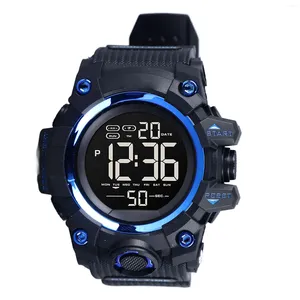 Relojes de pulsera Reloj deportivo para correr Relojes digitales electrónicos Multifunción Dial dual LED Impermeable Deportes casuales