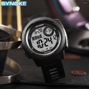 Montre-bracelets Synoke Men Digital Watch Sports Watches 5bar Affichage de LED militaire étanche à 5 barres
