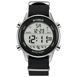 Wallwatches Synoke Watch for Men Digital Digital Water Water Strap Nylon Strap Sports Sports Wallwatch Multifunción Estudiante Electrónico