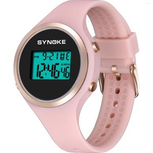 Relojes de pulsera SYNOKE para mujer, relojes de moda a prueba de agua con correa de silicona, reloj LED con alarma, reloj para estudiantes y mujeres para hombres, reloj femenino