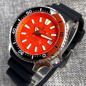 Montre-bracelets Tandorio Orange Skx Mod Mécanique Men de montre Japon NH36 MOVT 120CLICKS CONCEPPORT 3.8 ALLIAGE COURN