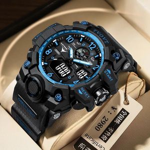 Montres-bracelets Top Vente Sport Noir Bleu Or LED Montre Numérique Grand Cadran Avec Caoutchouc Militaire Reloj 2023 Électronique