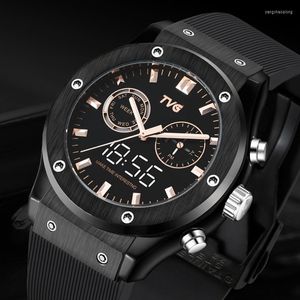 Montres-bracelets TVG Top marque montre hommes montres de sport bande de Silicone Led numérique analogique Quartz Orologio Uomo Reloj Hombre 2023