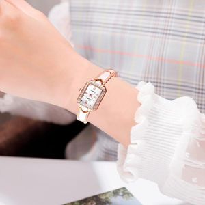 Montres-bracelets Unique Design Rectangle Cadran Diamant Quartz Montre En Acier Inoxydable Dames Montre-Bracelet Montre Femme Relogio Feminino Drop Ship