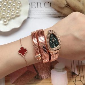 Montres-bracelets uniques en forme de serpent montres pour femmes avec strass mode marque de luxe dames montre diamant bracelet poignet fille