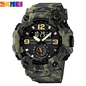 Montres-bracelets Vintage Hommes Montre Militaire 50m Étanche Montre-Bracelet SKMEI Top Marque Casual Sport Style Numérique Horloge PU Bande Original 221122