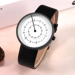Relojes de pulsera Venta al por mayor Paidu Moda Creativo Fácil de leer Indicador digital Relojes Hombres Personalidad Banda de cuero Cuarzo Klok