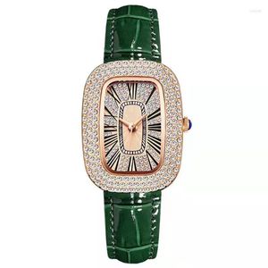Relojes de pulsera WOKAI de alta calidad a la moda de lujo con diamante completo huevo de Paloma señora cinturón reloj de cuarzo estudiante chica vestido reloj romano Vintage