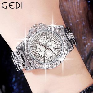 Montre-bracelettes pour femmes robe montre bling raminestone gedi fashion dames en acier inoxydable bracelet bracelet watchs imperméable 289x