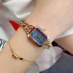 Mujeres de pulsera Women Quartz Watch Rectangle Rectangle Square Clock Vintage Rose Sliver Steel Orologio Relogs Wallwatch Mujer