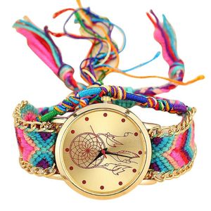 Relojes de pulsera para mujer, relojes nativos hechos a mano para mujer, reloj de cuarzo Vintage, atrapasueños, reloj de la amistad, Montre Femme 2021
