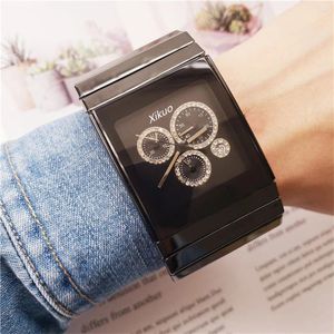 Relojes de pulsera Xikuo 2023 Moda Reloj de cerámica negro Cuadrado Cuarzo Anti-Scratch Reloj de pulsera impermeable con calendario Rectángulo