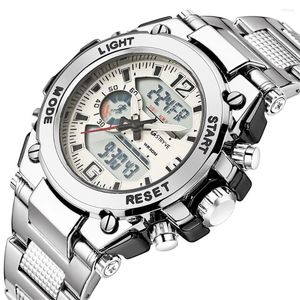 Wallwatches Zegarek Meski Stryve Brand 8014 Acero inoxidable de lujo de 12/24 horas Reloj cuello de cuarzo digital deportivos impermeables