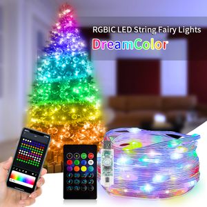 Guirlande lumineuse LED Bluetooth WS2812B, Dreamcolor RGBIC adressable, lumières de noël, de fête, de décoration de mariage, USB 5V