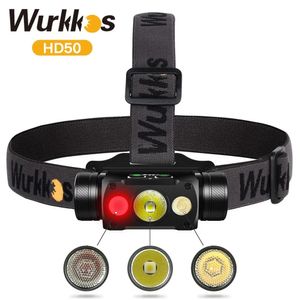 Wurkkos HD50 Headlamp 2A Rechargeable 21700 Headlight 4000lm XHP503 HILH351D660nm Red Light Toollamp Magnetic Tail Camp 240306