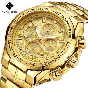 Wwoor High Quality Watch Sept Needle Man Motion Section Steel Apportez du quartz Wristproofr Wist Chronograph Watchs Wrists Montreuses