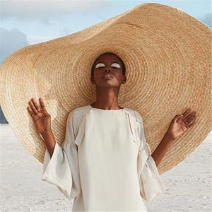 WZCX nouvelle mode énorme 80cm large bord femmes chapeau de paille décontracté marée vacances pliable été plage chapeau adulte casquette