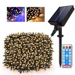 Solaire Led Guirlande Lumineuse 10M 20M 30M 50M 100M Guirlande Étanche Grand Panneau Solaire Lampe De Charge Rapide Pour La Décoration De Jardin De Noël