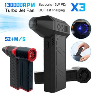 X3 Violent Blower Mini Turbo Jet Fan 130000/110000RPM Motor sin escobillas de mano 52 M/S Ventiladores de conductos de alta velocidad con luz LED para PC 240104