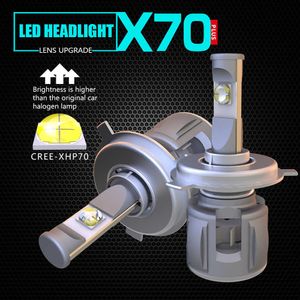 Kit de bombilla LED para lámpara de coche X70 42W 5000LM con turbina emisora de calor H1 H3 H7 H8 H9 H11 9012 9005 9006 880 881 H4 H13