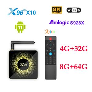 X96 X10 Amlogic S928X TV Box 8GB RAM 64GB ROM Support 8K USB3.0 Wifi6 BT1000M LAN Google Voice Input Set Top Box Media Player