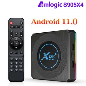 X96 X4 Android Smart TV BOX Amlogic S905X4 4GB 32GB Quad Core 2.4G/5G WIFI BT4.1 AV1 8K Media Player Home Movie Colorful RGB Light Android11 TVbox