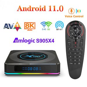 X96 X4 Smart TV Box Android 11 Amlogic S905X4 TVBOX 4GB RAM 32GB 64GB Support AV1 8K Dual Wifi BT4.1 Youtube Set Top Box With Voice Air Mouse Mini keyboard