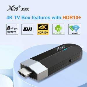 X98 S500 Smart Tv stick Android TV Box 11 2G/16G 4G/32G Vidéo 3D 4K 2.4G 5G Wifi Bluetooth Quad-Core Set topbox récepteur