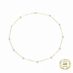 XF800 – collier en or jaune 18K, bijoux fins naturels d'eau douce, meilleur cadeau de mariage, chaînes de perles de mariée, XFX233